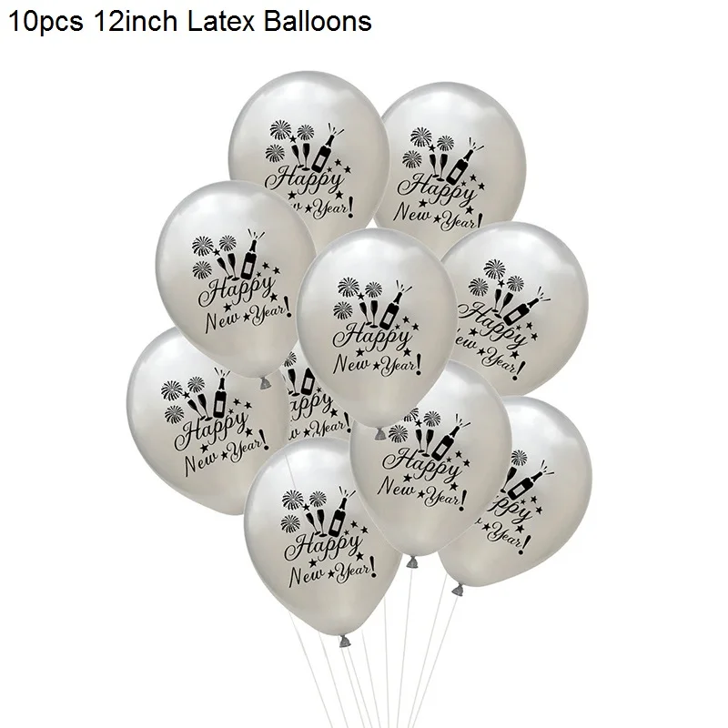 10pcs Latex Balloons Цвета: черный, золотистый вечерние поставки одноразовая посуда Happy год шар бумажный стаканчик, тарелка набор соломинок для День рождения украшения - Цвет: 10pcs Latex Balloons