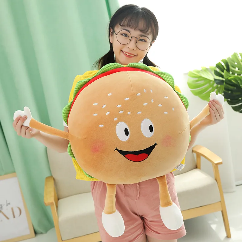 Hot Cute Cartoon Plush Hamburger French Fries Chicken Leg Toy Stuffed Food Popcorn Pizza Pillow Cushion Kids Toys Birthday Gift 3