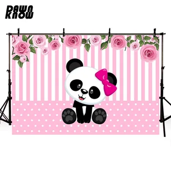 

DAWNKNOW Cartoon Flower Panda Photography Background Backdrop Baby Photocall Shoot Kids Children Photo Studio Customize lv1886