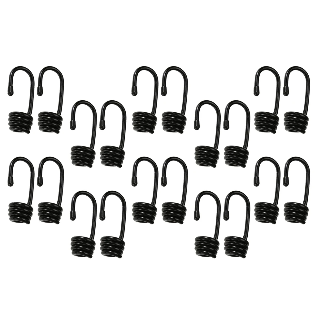 20Pcs Bungee Shock Cord Hook Spiral for 10mm Elastic Ropes Luggage Straps