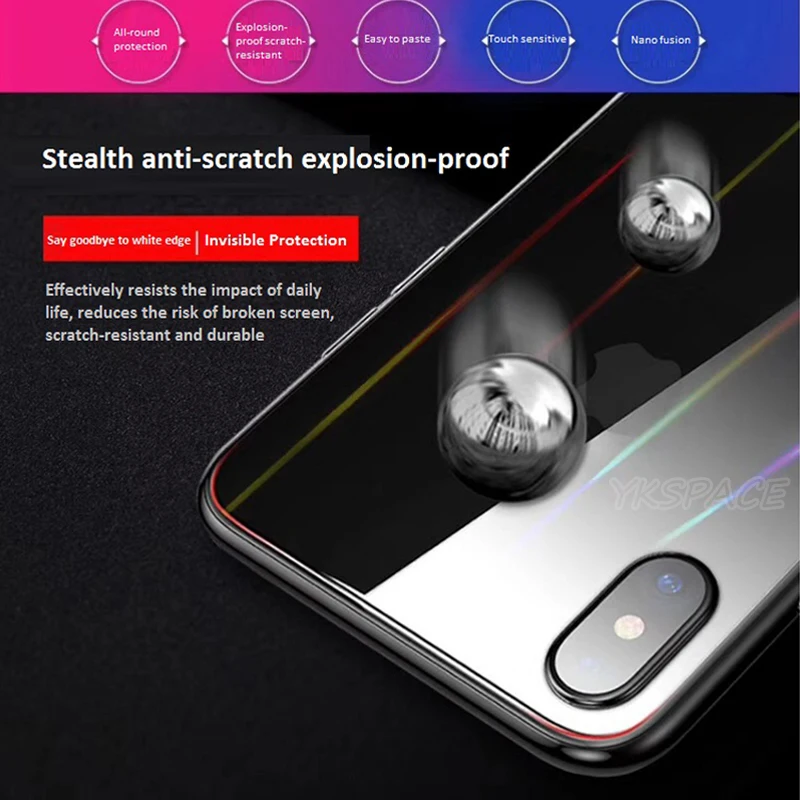 2 шт. мягкая Гидрогелевая пленка для задней панели Aurora Gradient iPhone X Xs XR 11 12 mini Pro Max 7 8