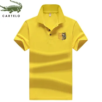 

CARTELO men's clothing new summer fashion breathable animal embroidery comfortable lapel men's casual polo shirt