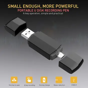 

8GB Mini Recorder Portable Voice Recorder HD Digital USB Micro USB Recording U Disk OTG For Android Dual Plug WAV Recorders
