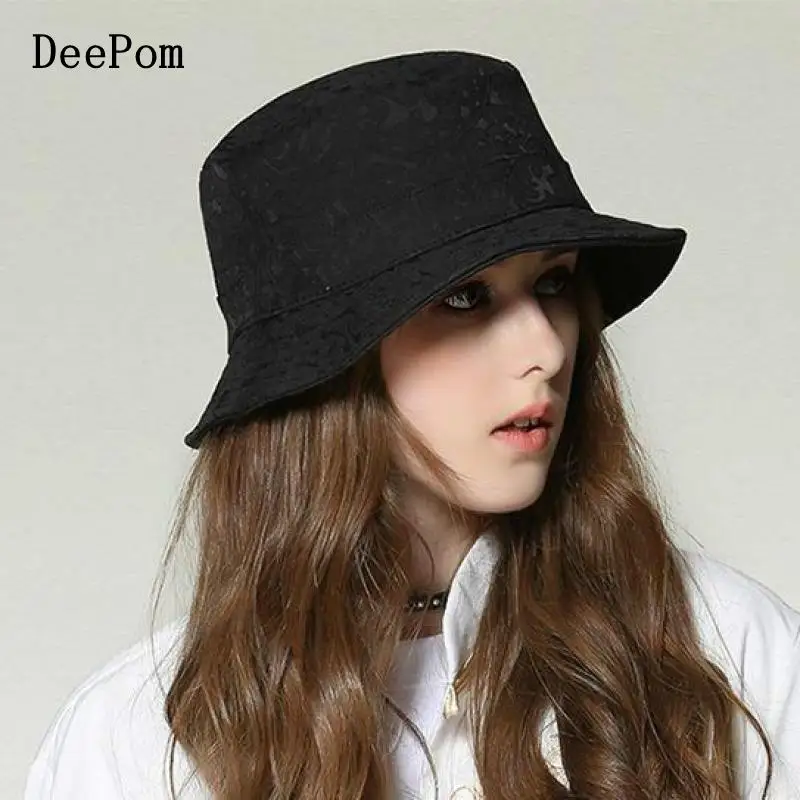 

DeePom Bucket Hat Women Lace Pattern Fishing Hat Female Spring Autumn Bucket Hats For Women Ladies Casual Fishermen Cap Hip Hop