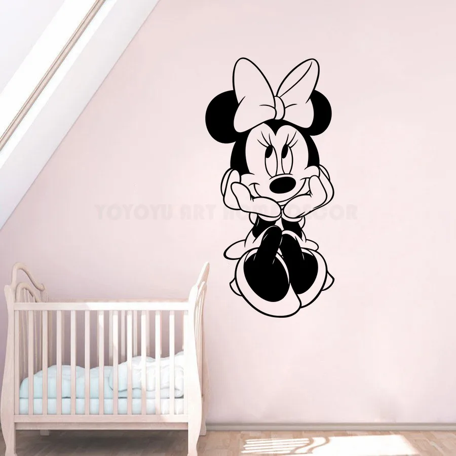 Дисней 9 стилей Микки Минни Маус мультфильм наклейки на стену Дети Спальня Искусство Декор милый ребенок Детская виниловые наклейки на стены