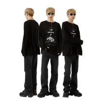 ICCLEK pantalones vaqueros sencillos para hombre, Jeans de pierna recta, estampados, nuevos productos, Otoño e Invierno