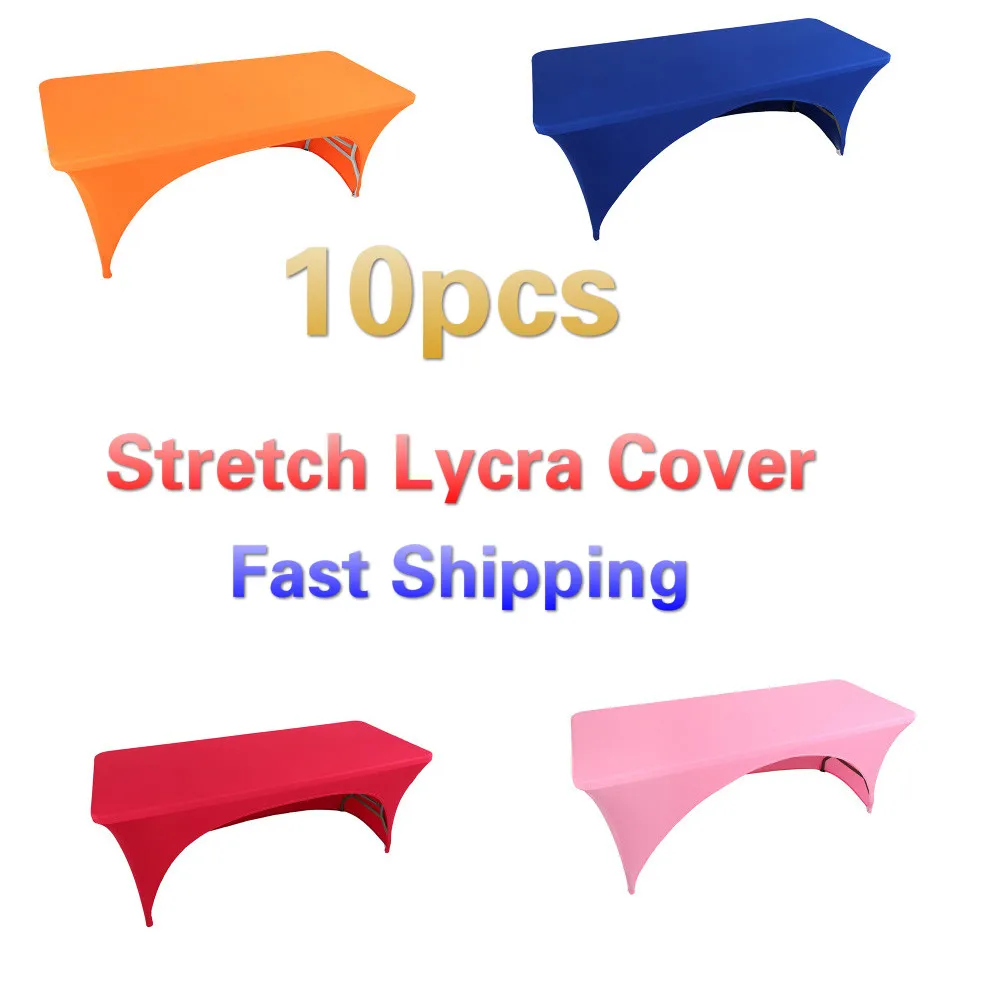 

10pcs Rectangle Arch Lycra Tablecloth Wedding Party Spandex Table Cloth White Strenth Table Cover Overlay Hotel mariage