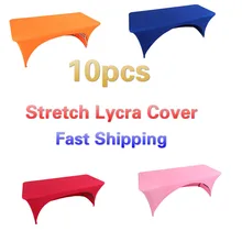 10pcs Rectangle Arch Lycra Tablecloth Wedding Party Spandex Table Cloth White Strenth Table Cover Overlay Hotel mariage