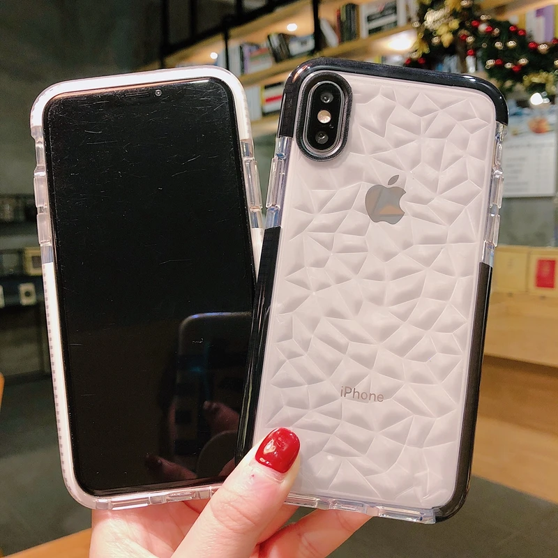 Роскошный прозрачный чехол с алмазной текстурой для iPhone 11 Pro 12Pro MAX 7 8 6 6S Plus X XR XS 12