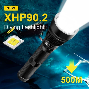 

Brightest Professional LED Diving Flashlight XHP90.2 Portable Dive torch 500M Underwater IPX8 Waterproof 26650 18650 flashlight