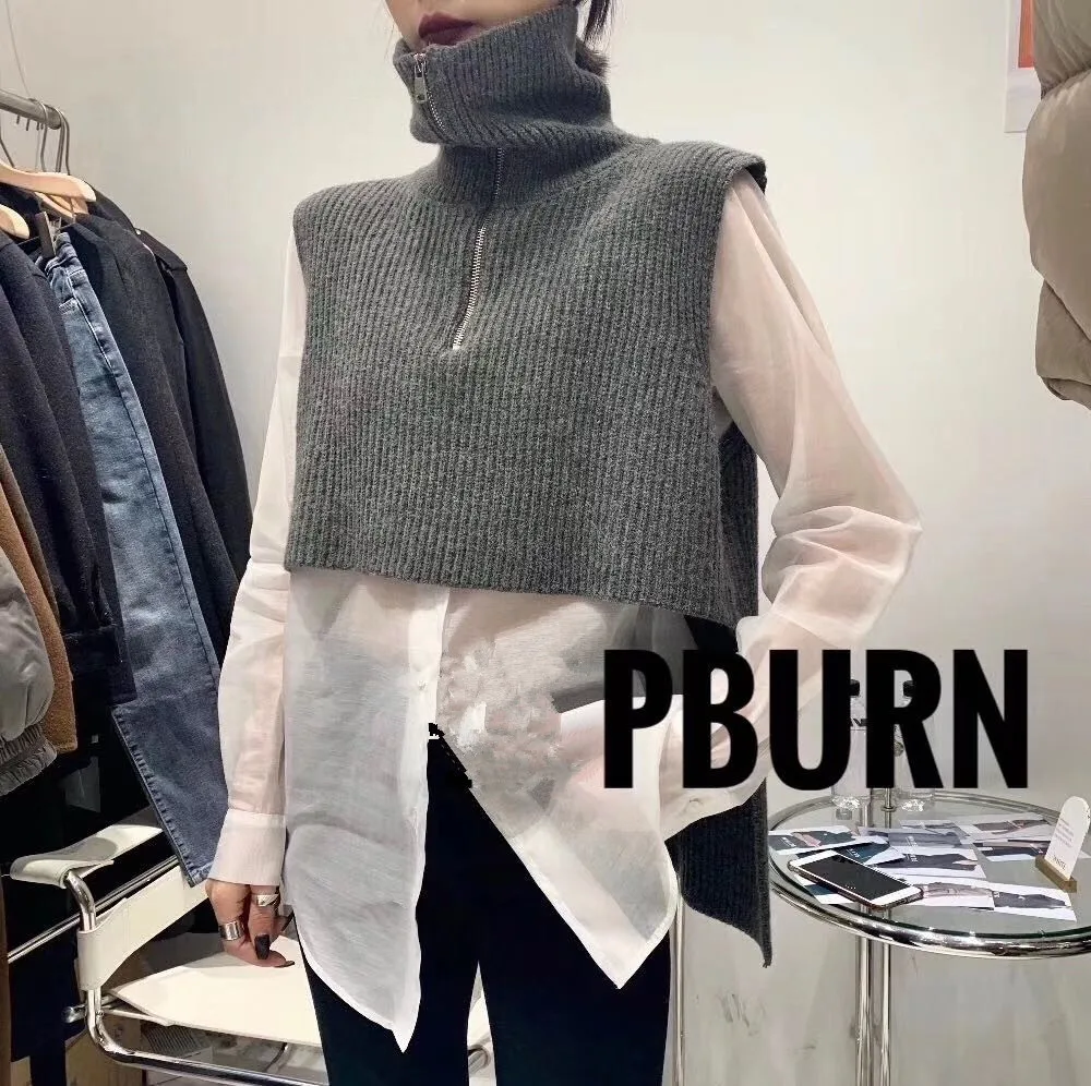 Fall 2021 Women Clothing Loose Sleeveless Sweater Vest Sweaters Knitting Joker Knitted Wool Oversize Girls Pullover | Женская одежда