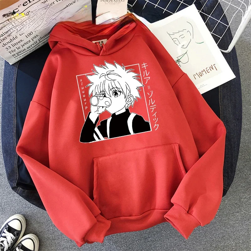 Милые мужские толстовки с капюшоном Hunter X Мужские Женские пуловеры свитшоты Killua
