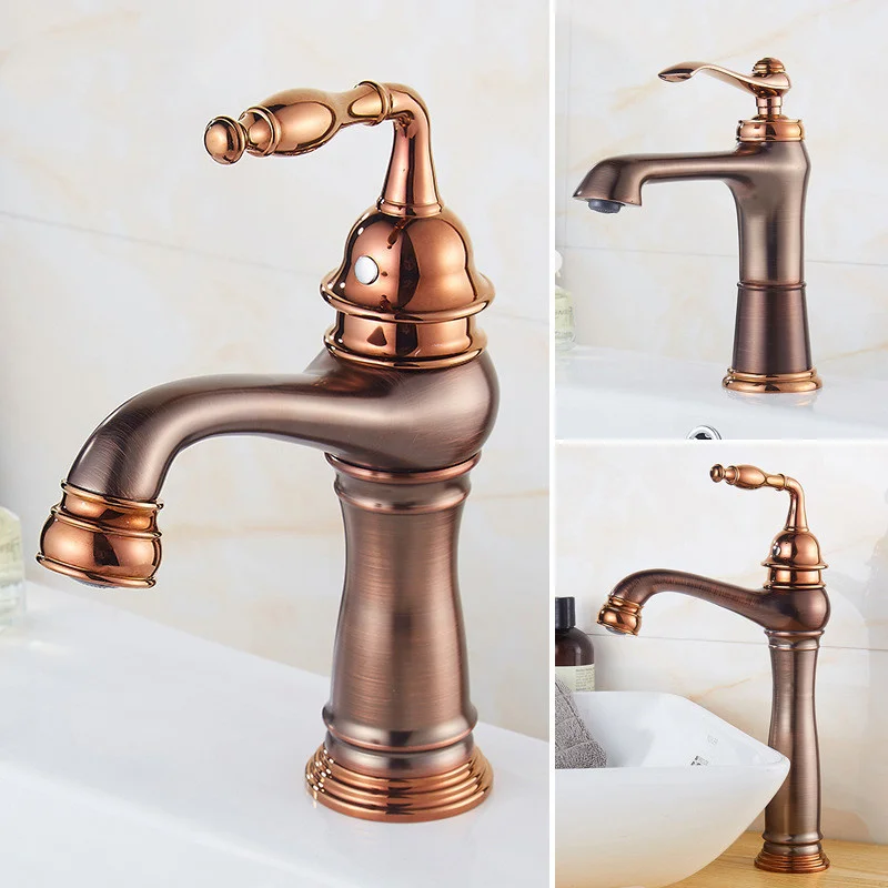 

ORB Soild Brass Bathroom Basin Faucets Hot & Cold Single Handle Deck Mounted Lavatory Crane Water Copper Sink Mixer Taps