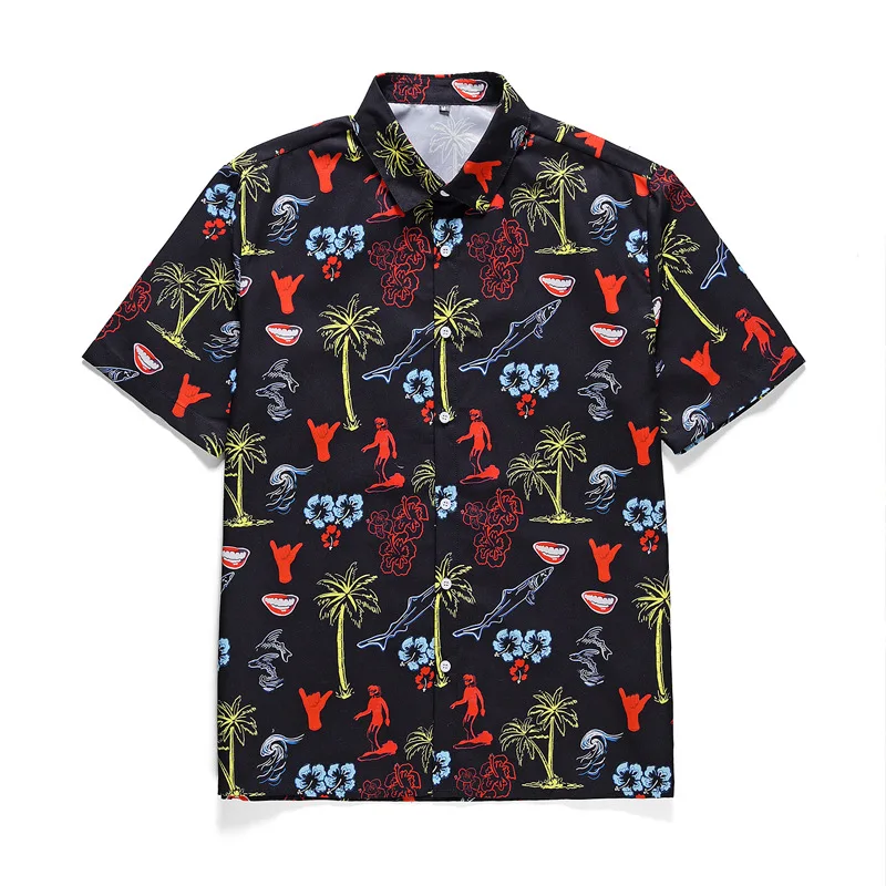 Повседневная Гавайская Мужская рубашка с принтом, летняя, camisa masculina, уличная мода, белая, короткий рукав, праздничная, ropa hombre blusa