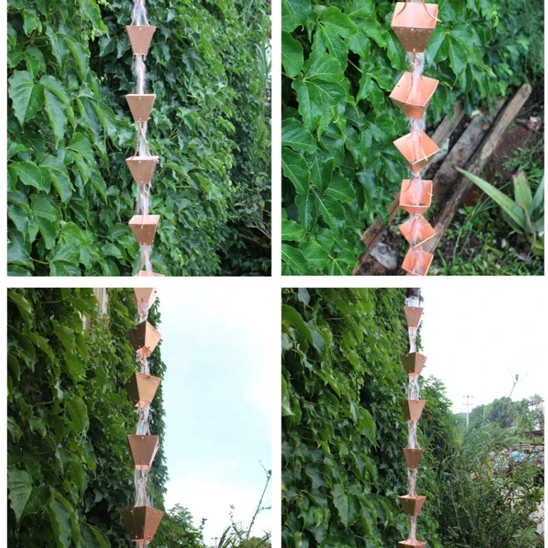 2.6m temple eaves villa copper rain water chain rain bell receiving water diversionfalling chain copper receiving tray