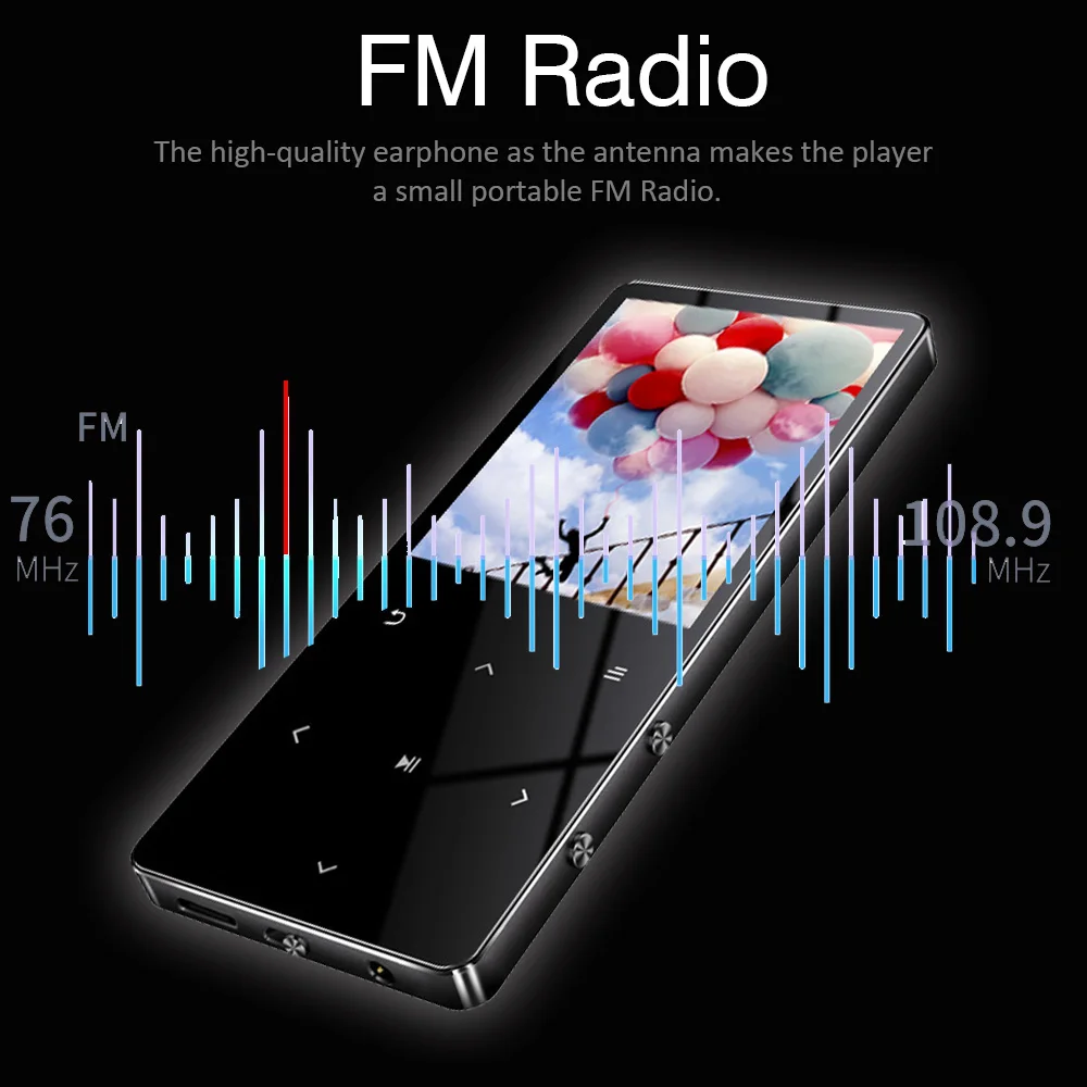REDANT MP4 Player with Bluetooth Built-in Speaker Touch Key FM Radio Video Play E-book HIFI Metal MP 4 Music Player 8G 16G 32GB