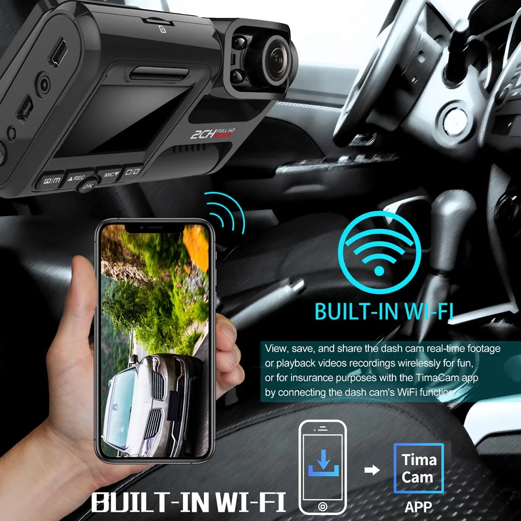 2K 1080P Автомобильный видеорегистратор Wifi Novatek NT96660 Автомобильный видеорегистратор с двумя объективами ночного видения sony IMX323 Wifi Dvr камера