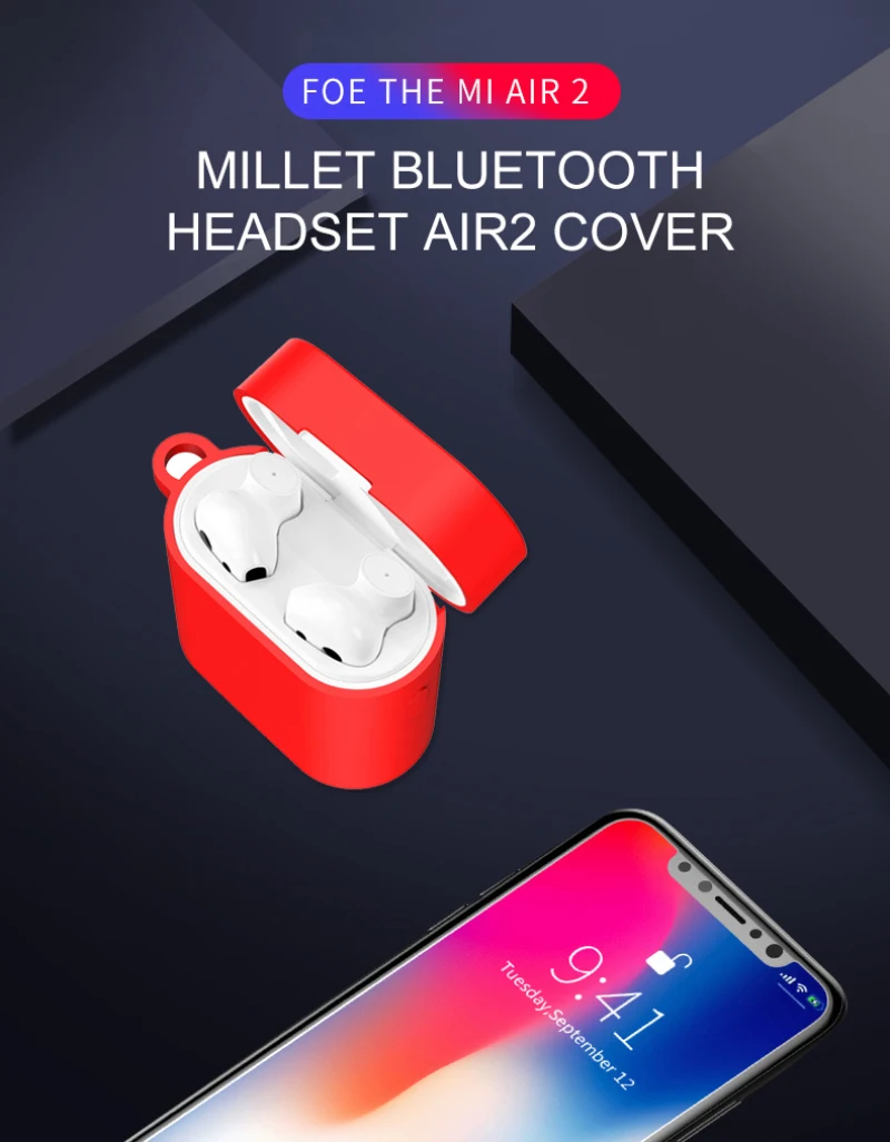 Силиконовый чехол для Xiao mi Airdots air 2, беспроводная bluetooth-гарнитура, защитный чехол, чехол для зарядки, чехол для mi Air 2