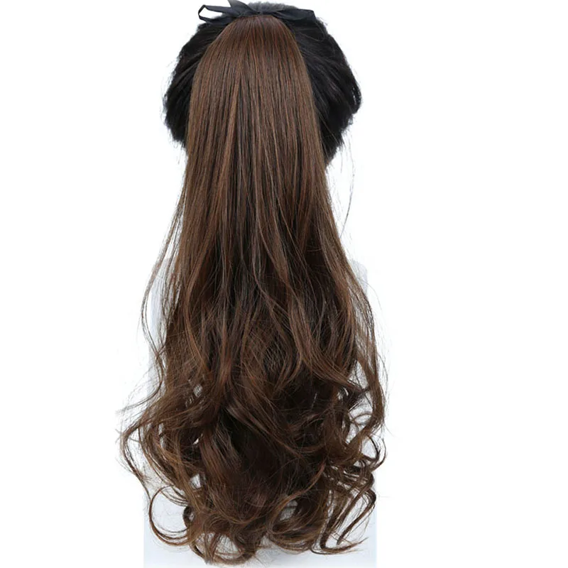 Синтетический длинный кудрявый шнурок волос конский хвост клип в наращивание волос Высокая температура волокна поддельные волосы кусок для женщин LUPU парик - Цвет: 2M30