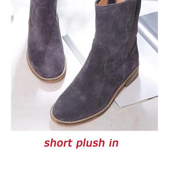 VIISENANTIN/замшевые ботинки «Челси» на квадратном каблуке в британском стиле; цвет бежевый, черный; удобные ботинки martin; универсальная обувь - Цвет: gray short plush in