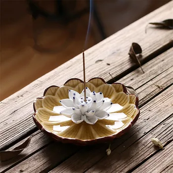 

House Ceramics Lotus Incense Burner Pocelain Stick Aroma Oil Burner Incense Censer Bruciatore Incenso Household Decor EA6XXL