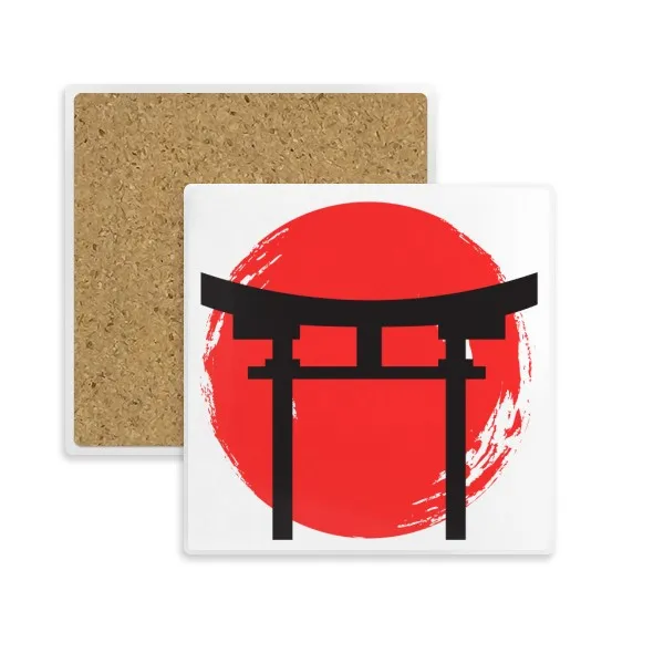 

Shinto Shrine Japan Torii Square Coaster Cup Mug Holder Absorbent Stone for Drinks 2pcs Gift