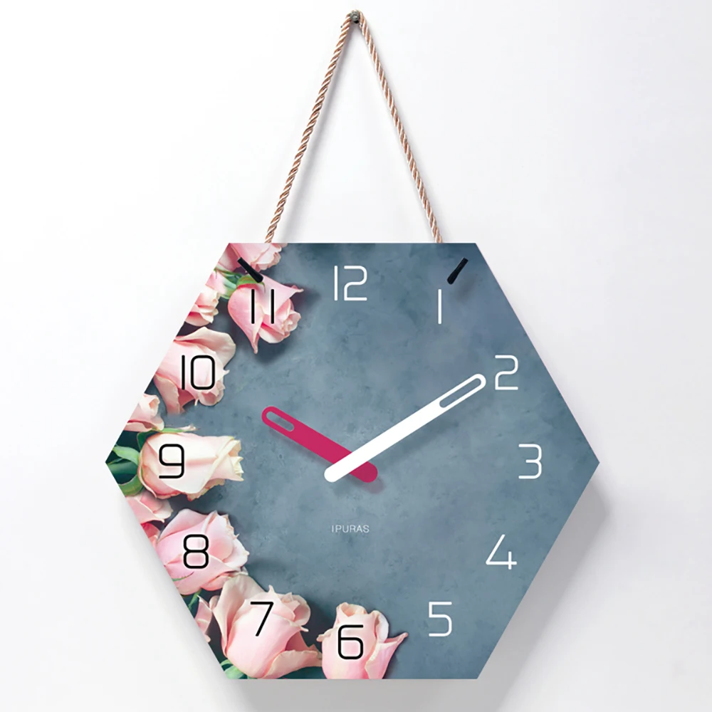 Beautiful Rose Wall Clock Modern Design Clock Large Silent Wall Watchs On Corridor And Courtyard Metal Wall Decor B50 Wall Clocks Aliexpress