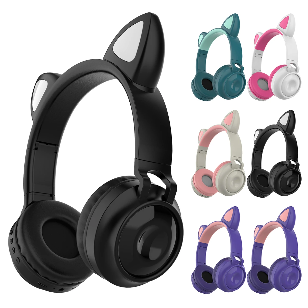 Wireless LED Cat Ear Noise Cancelling Headphones Bluetooth 5 0 Young People Kids Headset Support TF Card 3 5mm Plug With Mic