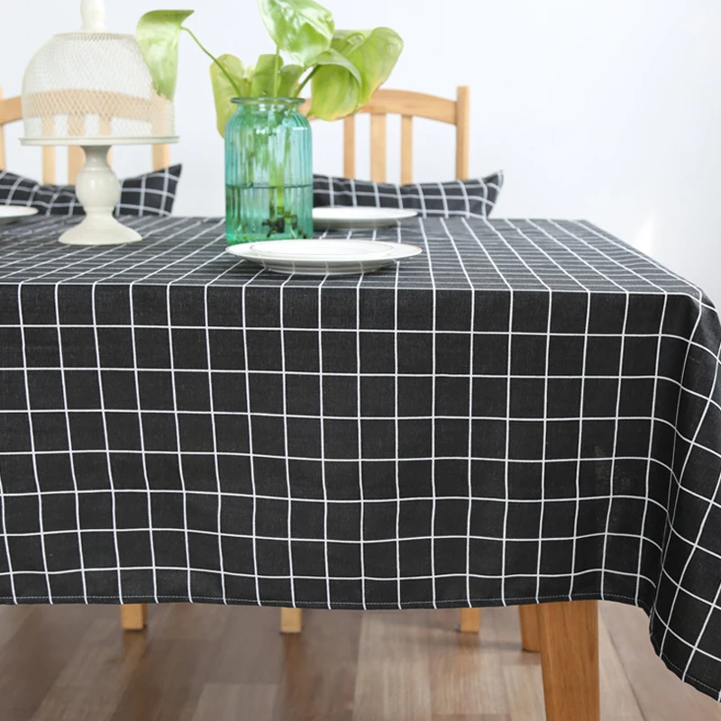 SOLEDI Elegant Table Cloth Embroidery Tablecloth Plaid Dinning Room Simple Tablecloth Decoration Dustproof Dinner Cover Home