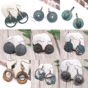 

Women Ethnic Creative Personality Accessories Oval Hollow Geometric Round Alloy Plating Drop Earrings