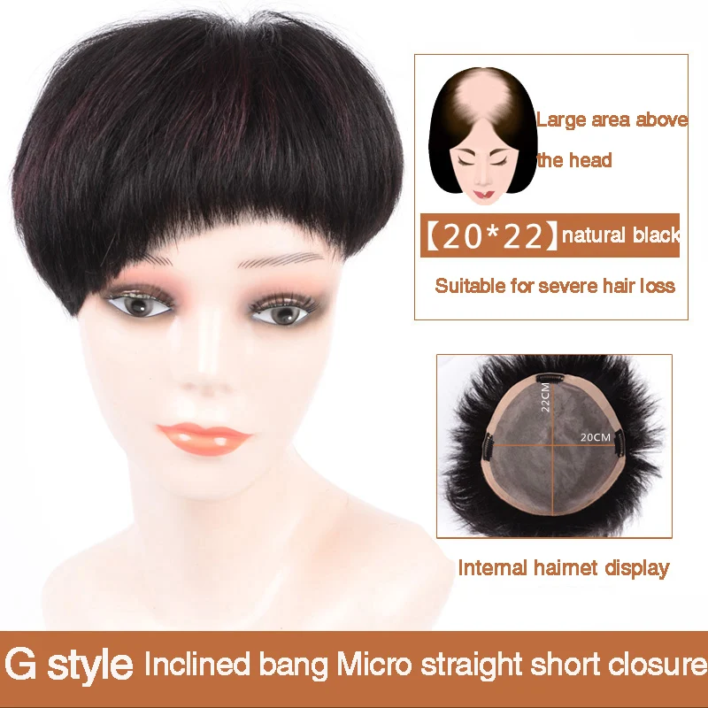 Salonchat Remy человеческие волосы на заколках в парике, прямые волосы с челкой для женщин, 7 стилей, доступны 16*18 - Цвет: G-20X22-2