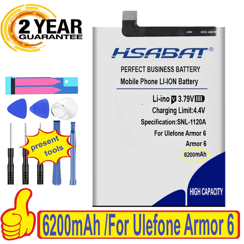 Топ-бренд 100% новый аккумулятор 6200 мАч для Ulefone Armor 6 6E 6S батареи + Бесплатный gfit |
