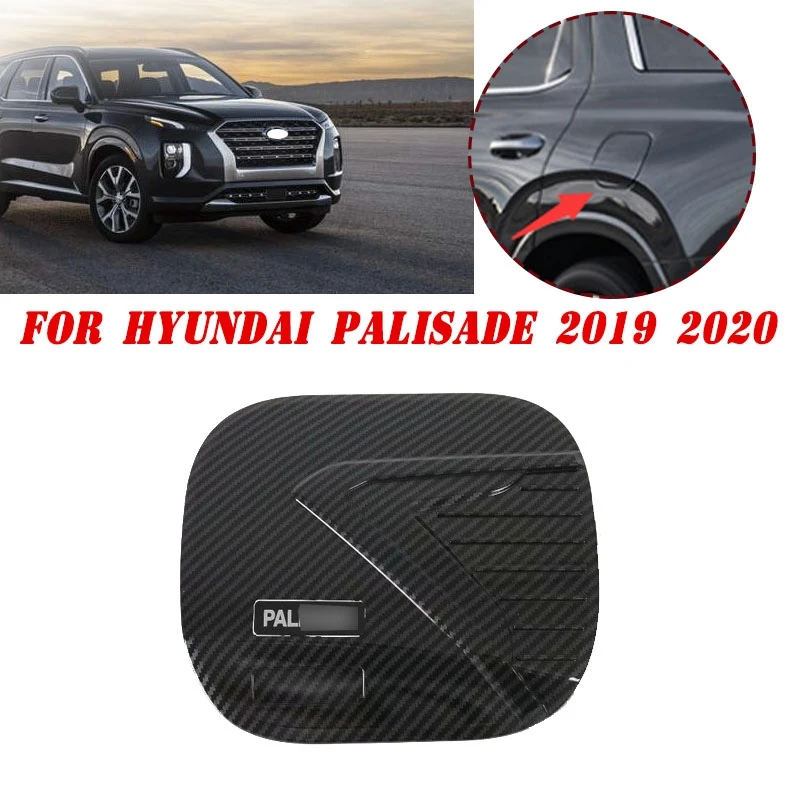 Pcmos углеродное волокно стиль масляный топливный бак Крышка Накладка для hyundai Palisade внешние части наклейки Авто запасные части - Цвет: Black