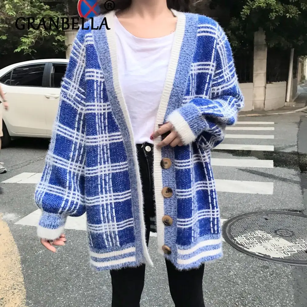 

New Autumn Winter Knitted Women Sweater Casual Printed Cardigan Coat Female Overcoat Student Loose Coats