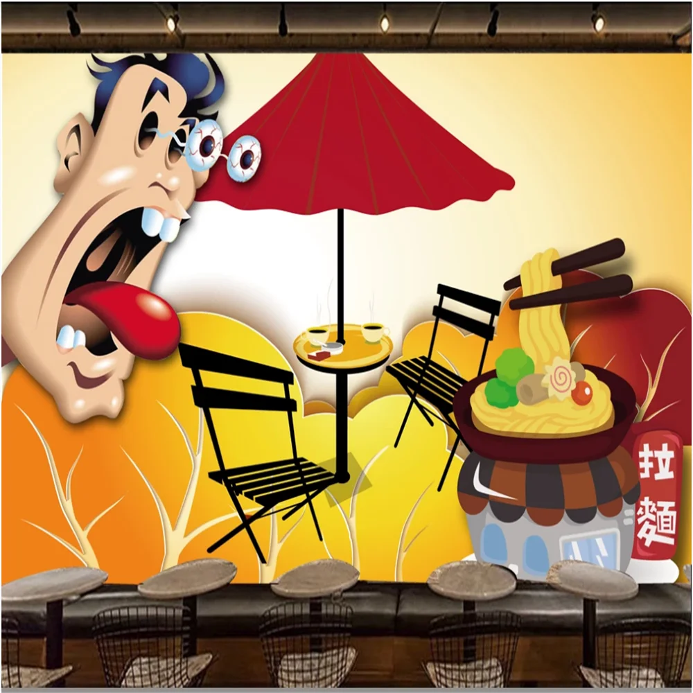 Customized large wallpaper ramen restaurant 3D character hotel 3D/5D/8D three-dimensional concave and convex wall cloth