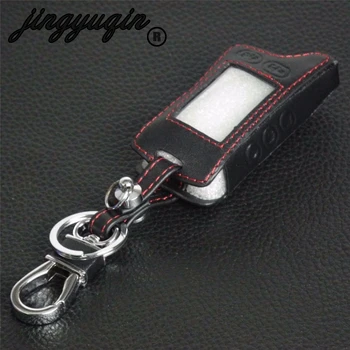 

jingyuqin 5 Buttons Remote Leather Car Key Cover Case Two Way Alarm System For Tomahawk TZ9010 TZ9030 TW9030 TW9010