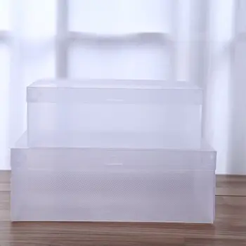 

10 Pieces of Household Transparent Shoe Box Can Be Stacked Folding Storage Ornament Bins，Men's shoes，Save a space D5BD