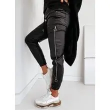 

Leather Pants Women's Zipper Design Drawstring Ruched PU Trouser 2021 Fashion Female Autumn Black Casual Long Pants