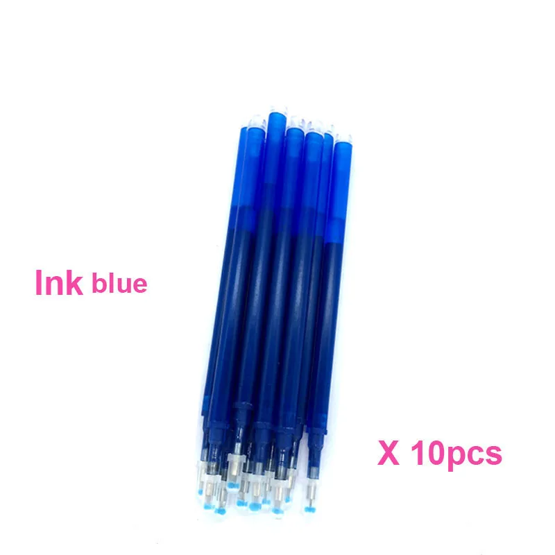 Dark blue Xiamei 10 шт пластиковая стираемая гелевая ручка для заправки 0,5 мм стираемые маркеры 8 цветов канцелярские принадлежности гелевые чернила для заправки - Цвет: Dark blue