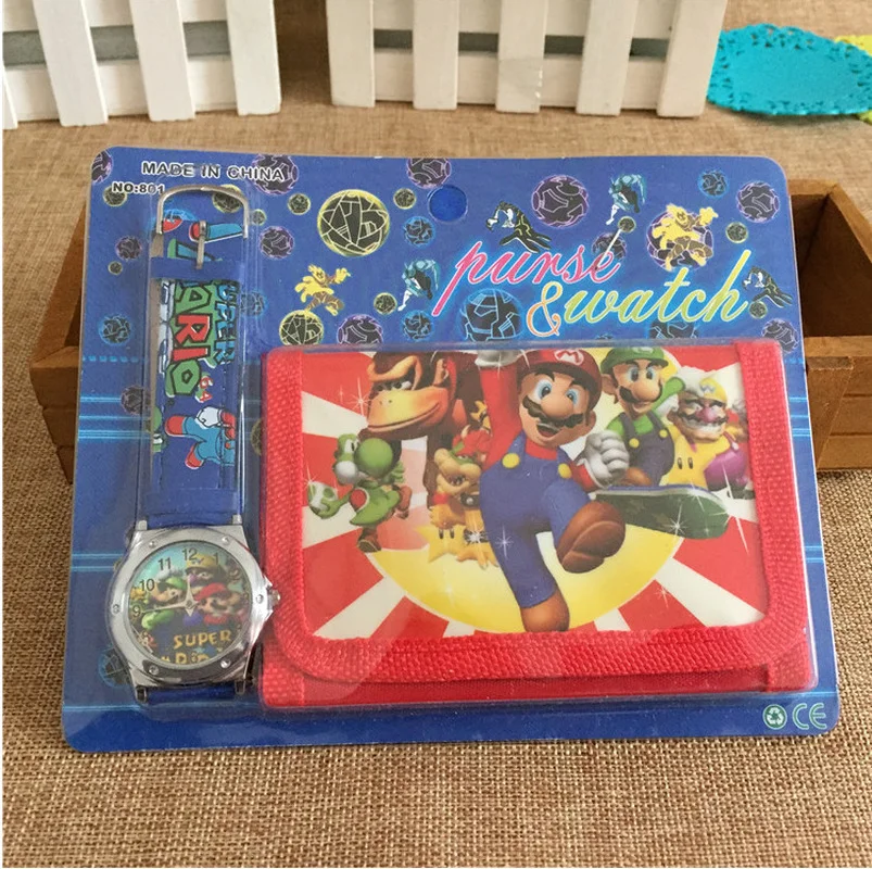 Оригинальный набор часов Super Mario кошелек игрушка детские квадратная сумочка