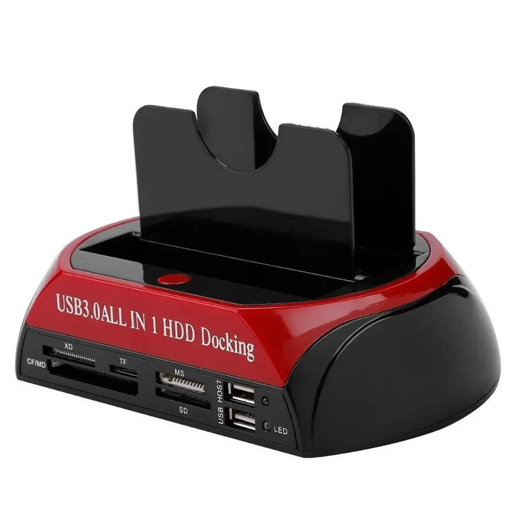 Новая Док-станция для жесткого диска USB 2,0 до 2,5 3,5 дюймов SATA IDE двойной слот внешний жесткий диск, SSD, корпус с кардридером и USB