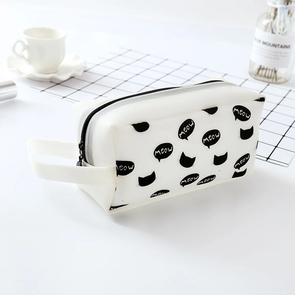 Animal Printed Zipper Pencil Bag Students Pen Cases Stationery Canvas Office Supplies Cute Pen Storage Box