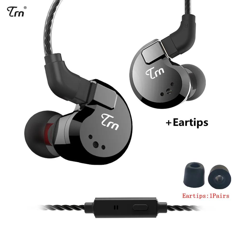 black mic ET TRN V80 2BA+ 2DD гибридные металлические наушники-вкладыши HIFI DJ Monito спортивные наушники для бега ушные наушники гарнитура съемный кабель AS10 \ T2 \ V30 - Цвет: black mic ET