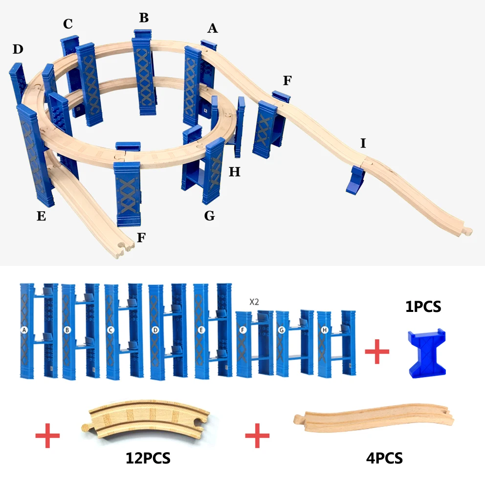 

circular double-layer elevated railway bridge bridge bracket + track suitable for wooden trains children's educational toys