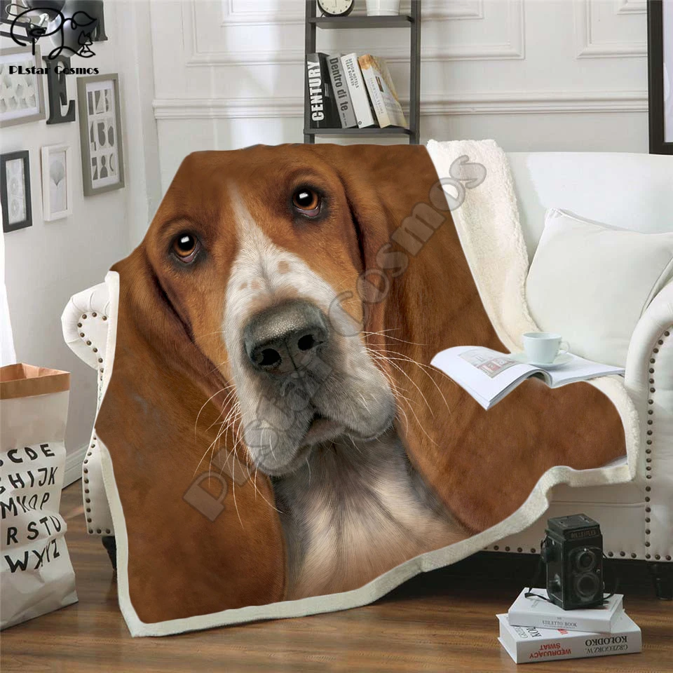 Cão rosto 3d impressão cobertor de lã