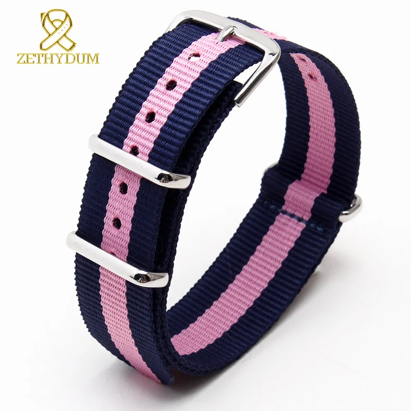 

Nato nylon watch strap 18mm 20mm 22mm 24mm for girls students watch band Travel sports watchband pink color wristwatches band