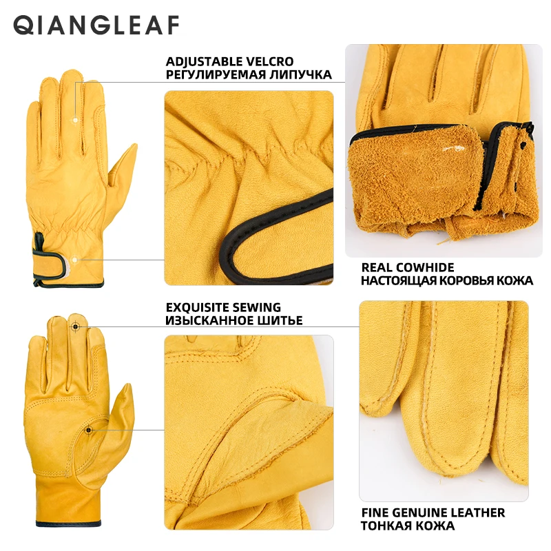Cowhide Rock Climbing Leather Glove Multipurpose Working Gloves 527NP