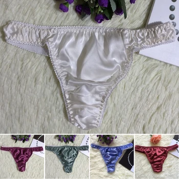 

Women briefs Silk Sexy Soft Briefs Thong T-panties Solid Color Comfortable Breathable Lingerie lady G-Strings