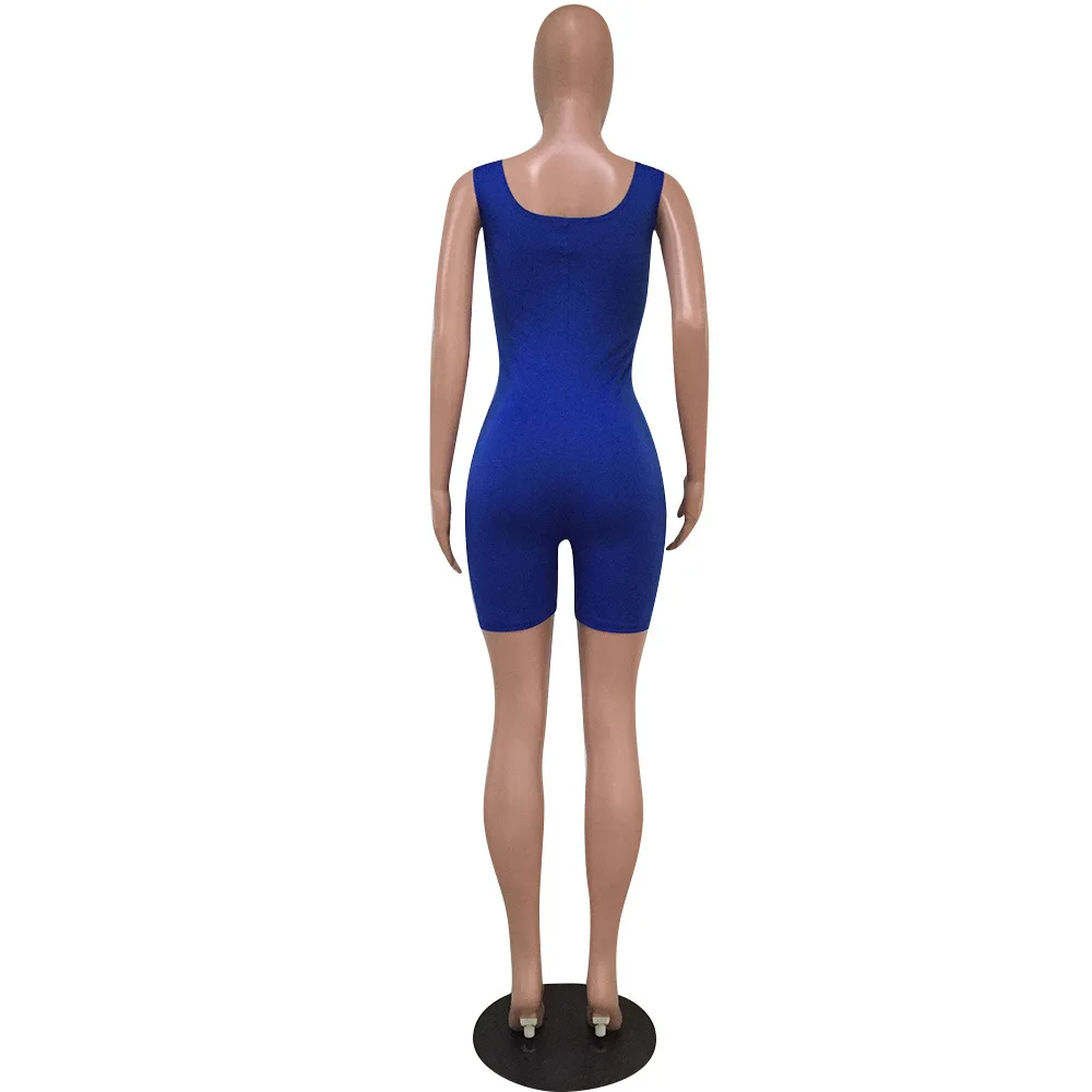 Yooneedi Summer Design Casual Women Playsuits 4 Color Style O-neck Sleeveless Ladies Rompers MZ-8213