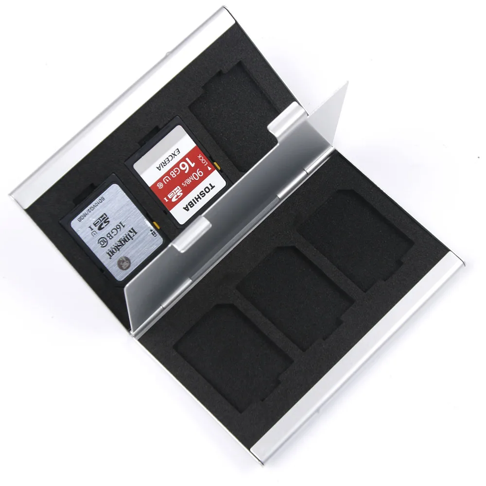 Металлическая MMC карта памяти алюминиевый ящик для хранения камеры 6 Чехол для SD MMC TF карта памяти держатель для карт чехол - Цвет: Серебристый